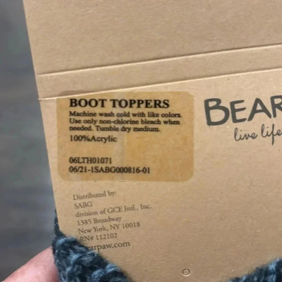 BEARPAW Boot toppers - marbled blue cable knit, Bearpaw Logo  Adult one size - Picture 4 of 6